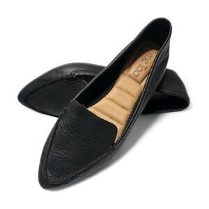 Me Too CORI Loafers Flats Women's 6 M Black Pebbled Leather Pointed Toe Shoes